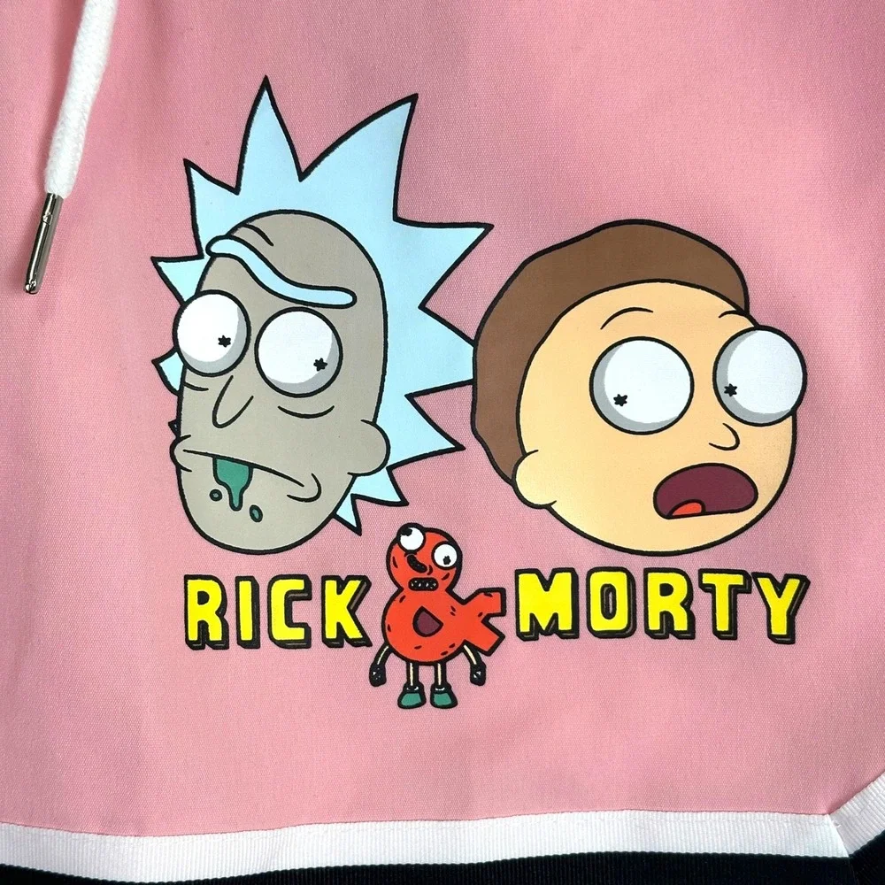 Rick and Morty Athletic Romwe Shorts Mens Small Pink Cartooncore Retro Sporty